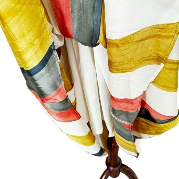 Downeast Striped Multicolor Skirt Midi Polyester Lined Size Medium Retro - Picture 3 of 9